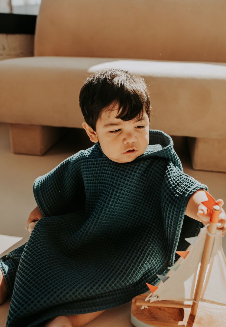 Hooded Poncho Towel in January Aqua