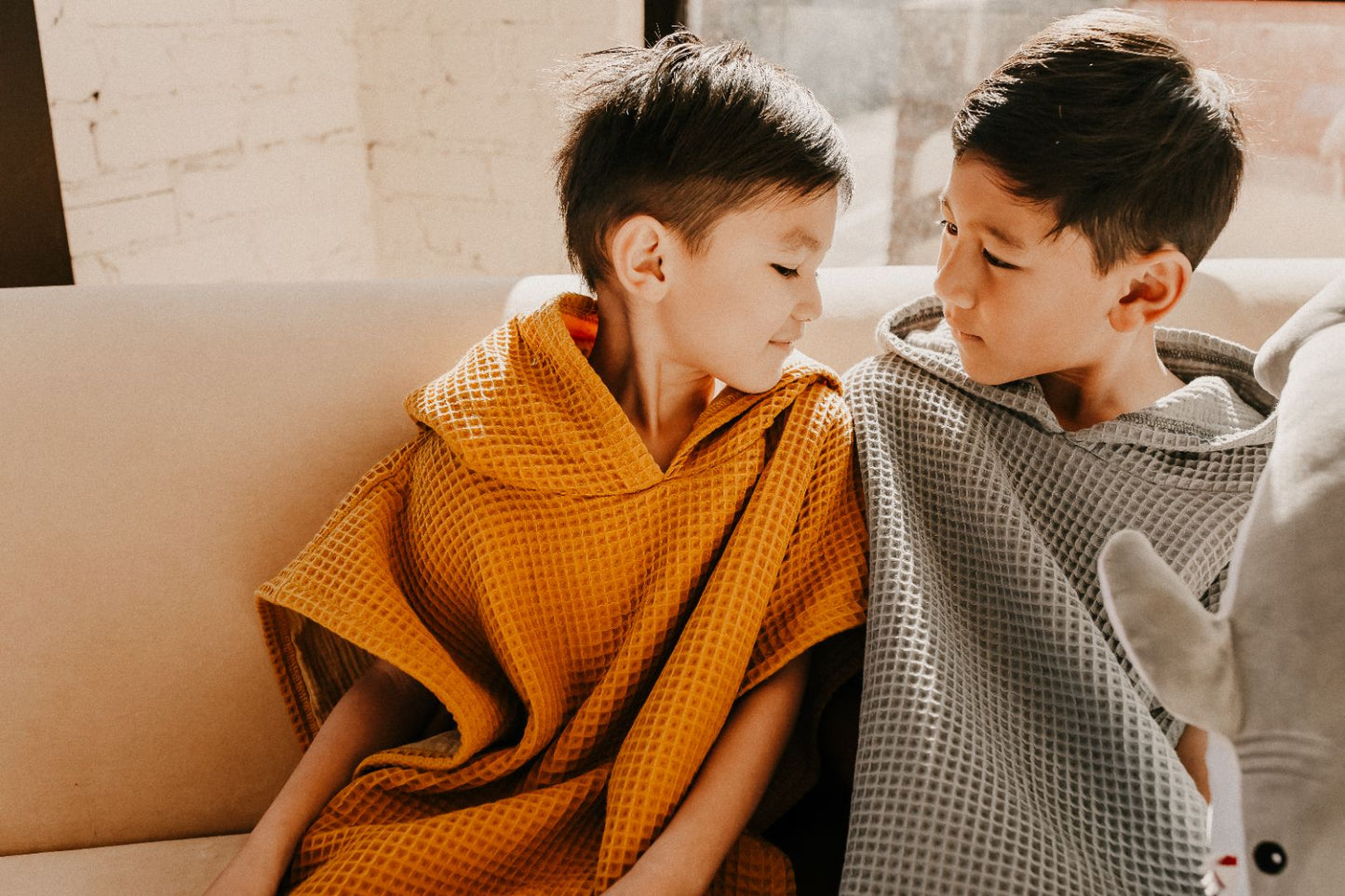 Hooded Poncho Towel in Mustard Seed