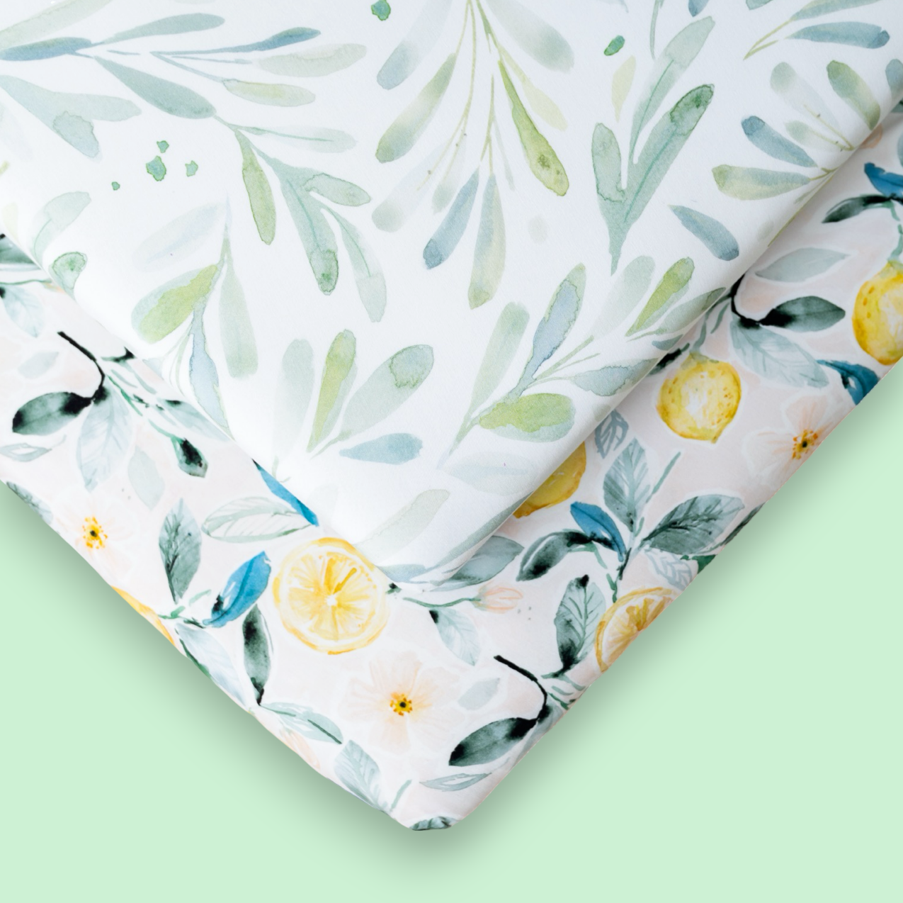 2-Pack StretchLuxe Fitted Crib Sheets (Baywood Eucalyptus, Lemonade)