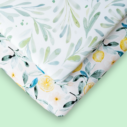 2-Pack StretchLuxe Fitted Crib Sheets (Baywood Eucalyptus, Lemonade)