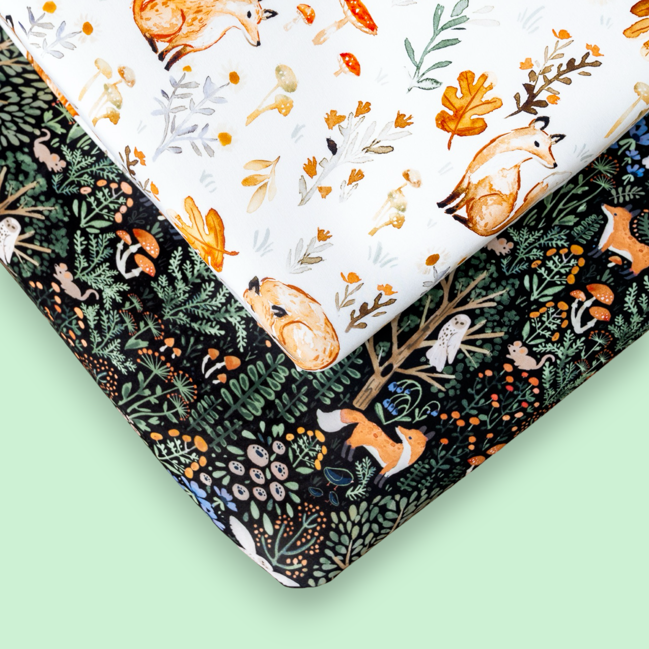 2-Pack StretchLuxe Fitted Crib Sheets (Woodland Foxes, Forest Fairytale)