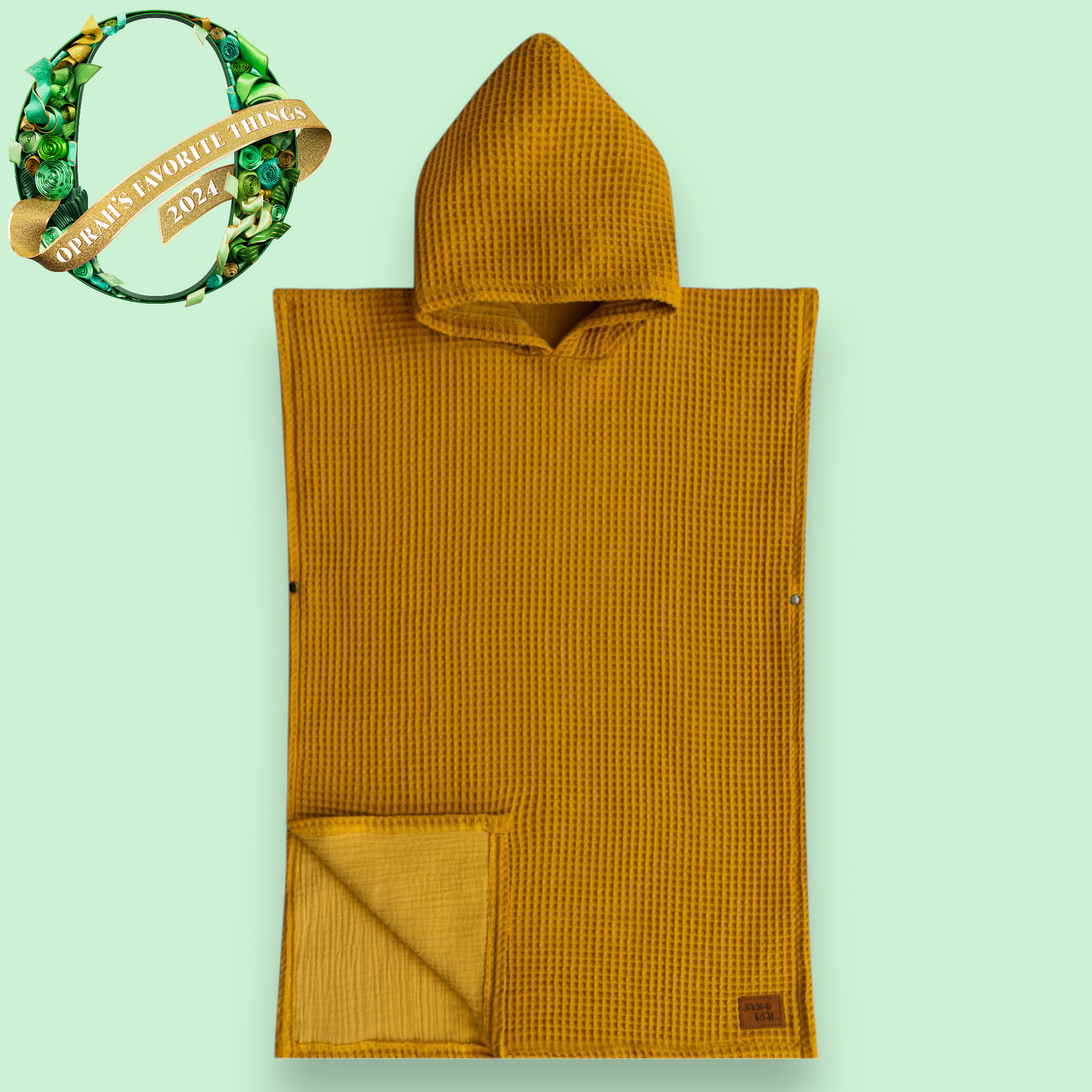 Hooded Poncho Towel in Mustard Seed